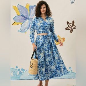Rihoas The‎ High Waisted Pleated Floral Skirt